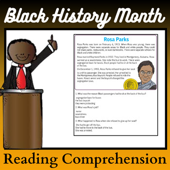 Preview of Black History Month - Rosa Parks Reading Passage Comprehension Activity