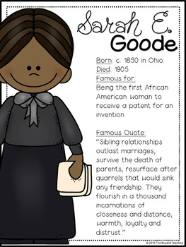 Sarah E. Goode Biography Pack (Black History Month) by A Page Out of