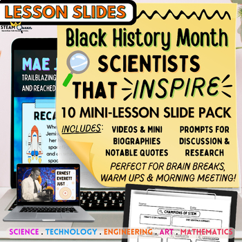 Preview of Black History Month Scientist Biography Lesson Slides BHM Middle School Activity