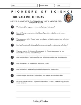 Preview of Black History Month Scientists Biography Questions Research Free