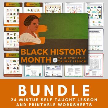 Preview of Black History Month Self Taught Lesson with Printable Worksheets Bundle