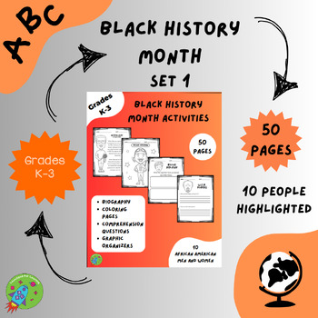 Preview of Black History Month Activities-Set 1- Bio/Questions/Coloring Pages