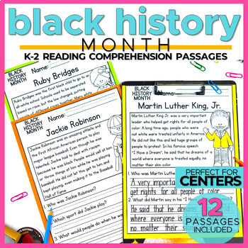 Preview of Black History Month Social Studies Reading Comprehension Passages K-2