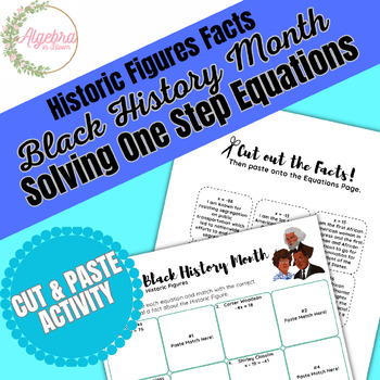 Preview of Black History Month // Solving One Step Equations // Cut and Paste Activity