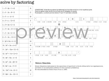 Quadratic Equations Factor To Solve Black History By Weatherly