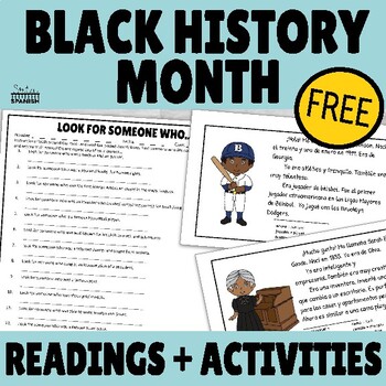 Preview of Black History Month Printable Spanish Readings & Activity or Bulletin Board FREE
