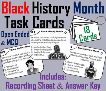 Preview of Black History Month Task Cards Activity: Famous African Americans