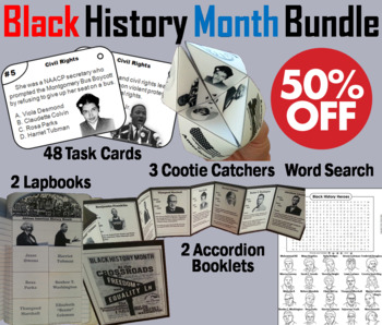 Preview of Black History Month Task Cards and Activities Bundle (Civil Rights Unit)