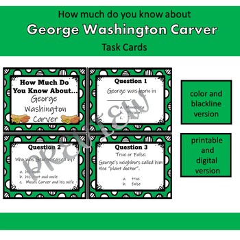 Preview of Black History Month Task Cards or Scoot Game: George Washington Carver