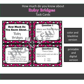 Preview of Black History Month Task Cards or Scoot Game: Ruby Bridges
