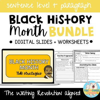 Preview of Black History Month | The Writing Revolution® BUNDLE worksheets + digital slides