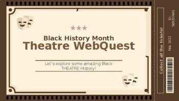 Preview of Black History Month Theatre WebQuest Independent Work No-Prep