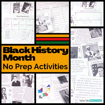 Preview of Black History Month Short Biographies & Reading Comprehension Activities