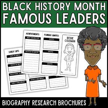Preview of Black History Month Trifold Brochures: African-American Leaders Research Project