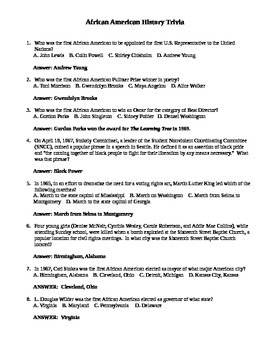 Black History Trivia Worksheets Teaching Resources Tpt