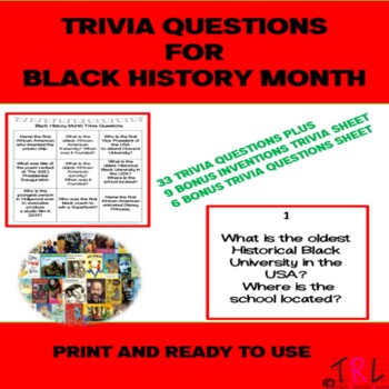 Black History Month Trivia Questions By Teachable Resourceful Learners