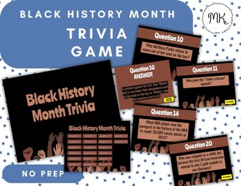 Preview of Black History Month Trivia Game Google Slides *NO PREP