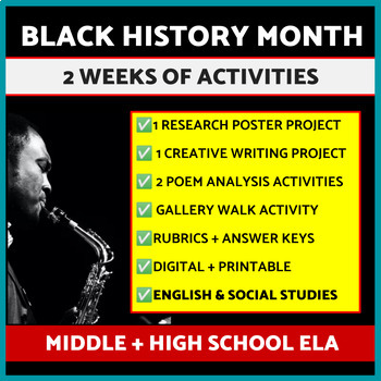 Preview of Black History Month Activities Bundle English: High School and Middle School
