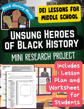 Preview of Black History Month Unsung Heroes Hidden Figures DEI Research Mini Project ELA