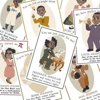 Preview of Black History Month Valentine's | Cute African American Valentine Cards Set 1