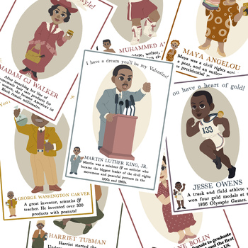 Preview of Black History Month Valentine's | Cute African American Valentine Cards Set 2