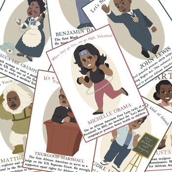 Preview of Black History Month Valentine's | Cute African American Valentine Cards Set 4