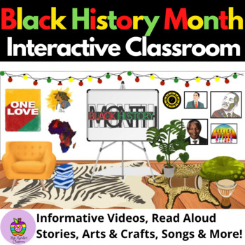 Preview of Black History Month Virtual Interactive Classroom- Read Aloud Stories, Crafts..