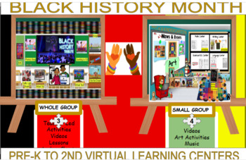 Preview of Black History Month Virtual Learning Centers Prek to 2nd
