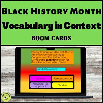 Preview of Black History Month Vocabulary Context Clues Strategies Boom Cards