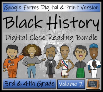 Preview of Black History Volume 2 Close Reading Bundle Digital & Print | 3rd & 4th Grade