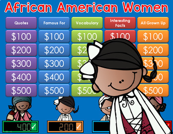 Preview of Black History Month - WOMEN Jeopardy Style Game Show GC Distance Learning