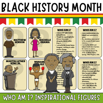 Preview of Black History Month "Who Am I?" Famous African-American Leaders Game