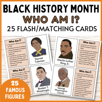 Preview of Black History Month Who Am I Flash Cards Trivia - Biography Matching Game