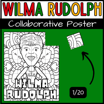 Preview of Black History Month Wilma Rudolph Collaborative Coloring Poster Bulletin Board