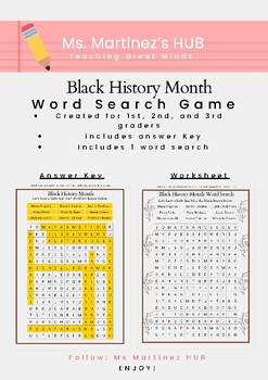 Preview of Black History Month Word Search