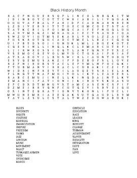 Preview of Black History Month Word Search