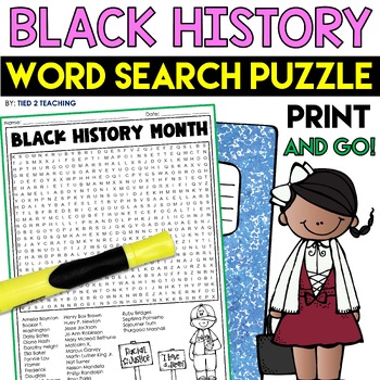 Preview of Black History Month Activities Word Search Puzzle | February Word Find Activity