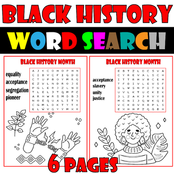 Black History Month Word Search Activity , black history word search