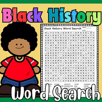 Preview of Black History Month Word search worksheet Vocabulary  for 3rd,4th,5,th,6th grade