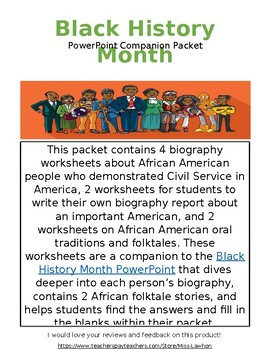 Preview of Black History Month - Worksheet Companion