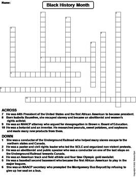 Black History Month Worksheet Crossword Puzzle By Science Spot Tpt
