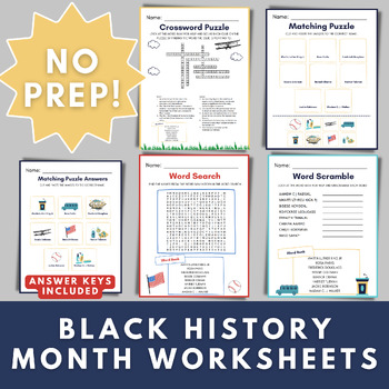 Black History Month Worksheets by Jenny Marie | TPT