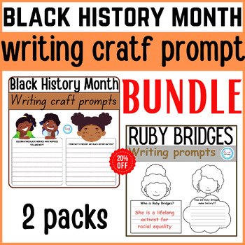 Preview of Black History Month Writing Prompts BUNDLE, Ruby Bridges Writing Craft&activity