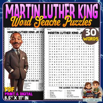 Preview of Black History - Martin Luther King, Word Search Puzzles