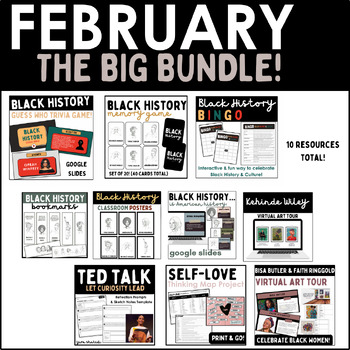Preview of Black History Month and Valentine's Day Bundle | SEL Middle and High School