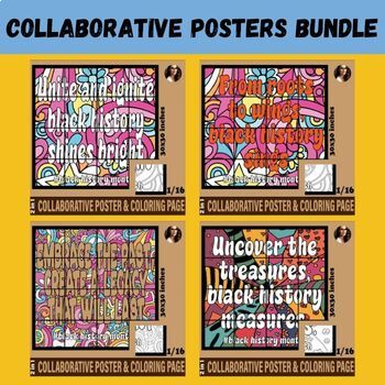 Preview of Black History Month bundle set of 4 collaborative posters activities