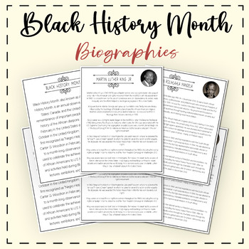 Preview of Black History Month // character Biography for for Kids to Learn