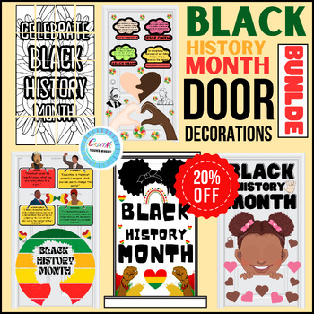 Preview of Black History Month door decoration BUNDLE,collaborative poster,project