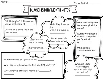 Preview of Black History Month for Dancers Worksheet