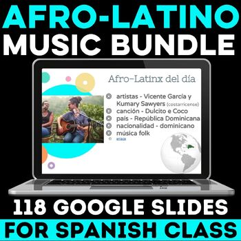 Preview of Black History Month in Spanish Afro-Latino Music Afro-Latinx Afrolatinos BUNDLE